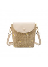 Sac bandoulière magnétique imprimé marguerites camel clair