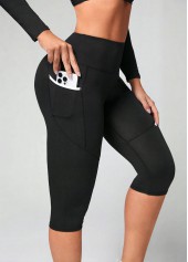 bas de sport noir moulant extensible à taille élastique haute