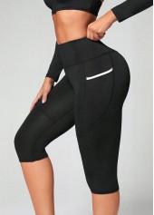 Black sportswear,Plain Color sportswear,Stretch Black Skinny Elastic Waist High Waisted Sports Bottom