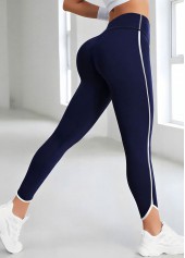 bas de sport skinny stretch bleu marine à taille élastique haute