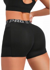 Black sportswear,Letter sportswear,High Stretch Letter Print Black Skinny Fitted Sports Shorts