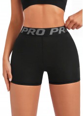 Black sportswear,Letter sportswear,High Stretch Letter Print Black Skinny Fitted Sports Shorts