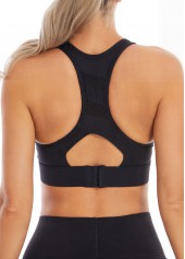 Black sportswear,Plain Color sportswear,Scoop Black Cut Out Sports Bra