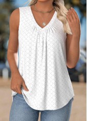 White tops,Plain Color tops,ROTITA Tummy Coverage White V Neck Sleeveless Tank Top