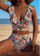ROTITA Multi Color Pull On Floral Print Bikini Set