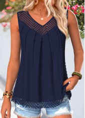 ROTITA Double Lined Navy V Neck Sleeveless Tank Top