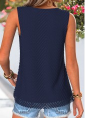 Navy tops,Plain Color tops,ROTITA Double Lined Navy V Neck Sleeveless Tank Top