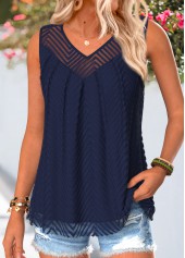 Navy tops,Plain Color tops,ROTITA Double Lined Navy V Neck Sleeveless Tank Top