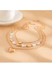 Golden jewelry,Golden Color Heart Detail Multi-Layer Necklace