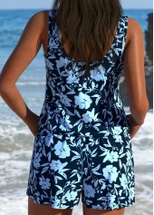 Dusty Blue swimwear,Ditsy Floral swimwear,ROTITA Dusty Blue Tummy Coverage One Piece Swimwear
