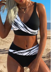 Ensemble bikini Rotita noir push-up/soutien/rehaussant la poitrine imprimé tie-dye