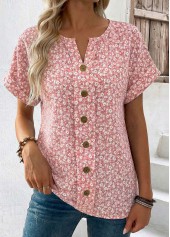 ROTITA Tummy Coverage Ditsy Floral Print Pink T Shirt