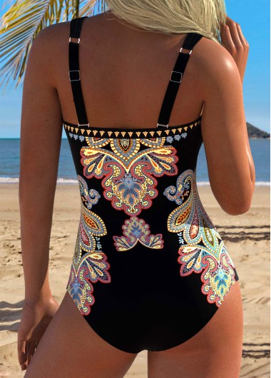Multi Color swimwear,Tribal swimwear,ROTITA Multi Color Tummy Control Tribal Print One Piece Swimwear