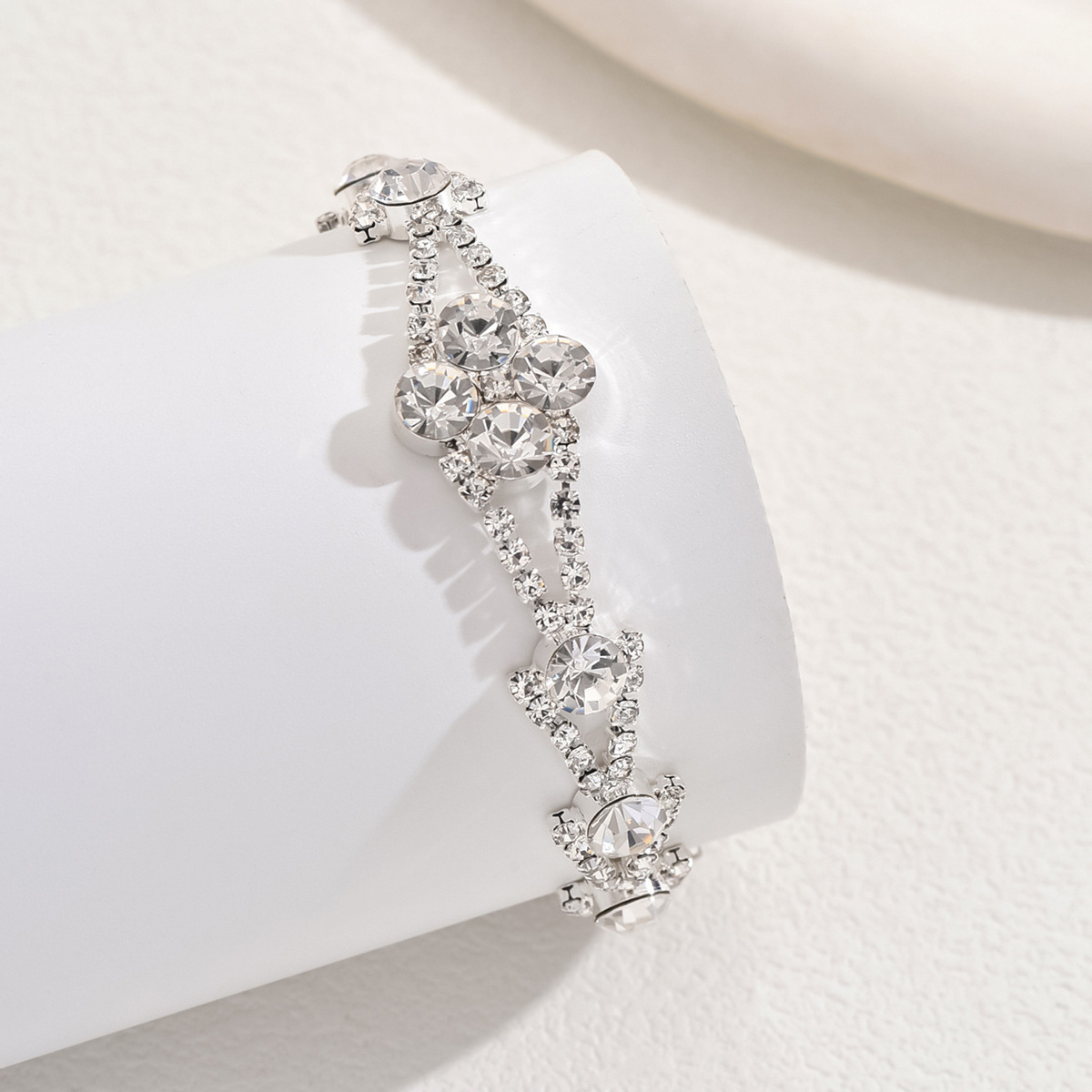 Silver jewelry,Geometric jewelry,Silver Copper Diamond Sparkling Design Bracelet