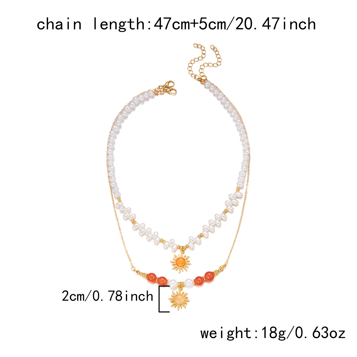 Golden jewelry,Double-layered Gold Color and Pearl Necklace