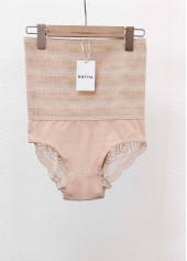 Skin Color intimates,Plain Color intimates,Lace Patchwork Skin Color High Waisted Shapewear Panties
