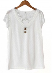 White tops,Plain Color tops,ROTITA Lace White V Neck Tank Top