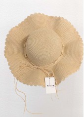 Beige accessories,Plain Color accessories,Bowknot Beads Detail Beige Visor Hat