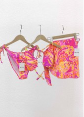 Hot Pink swimwear,Paisley swimwear,ROTITA Three-piece Hot Pink Paisley Print Bikini Set