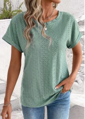 ROTITA Tummy Coverage Sage Green Round Neck T Shirt
