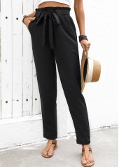 Black bottoms,Plain Color bottoms,Soft Black Straight Leg Elastic Waist High Waisted Pants