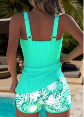 Mint Green swimwear,Plants swimwear,ROTITA Tummy Coverage Mint Green Tropical Plants Print Tankini Set