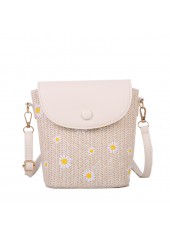 Daisy Print Light Camel Flowers Magnetic Crossbody Bag