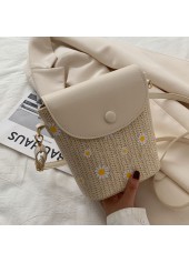 Light Camel accessories,Floral accessories,Plants accessories,Daisy Print Light Camel Flowers Magnetic Crossbody Bag