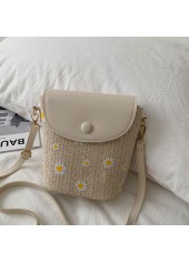 Light Camel accessories,Floral accessories,Plants accessories,Daisy Print Light Camel Flowers Magnetic Crossbody Bag