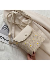 Light Camel accessories,Floral accessories,Plants accessories,Daisy Print Light Camel Flowers Magnetic Crossbody Bag