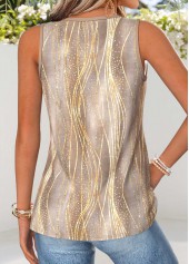 Light Coffee tops,Ombre tops,ROTITA Tummy Coverage Tropical Plants Print Light Green Tank Top