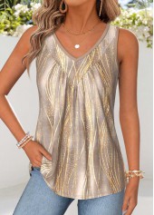 ROTITA Tummy Coverage Tropical Plants Print Light Green Tank Top