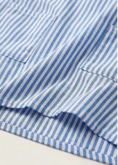 Blue dresses,Striped dresses,Geometric dresses,Vacation dresses,Vacation dresses,ROTITA Blue Striped Patch Pocket Short Scoop Neck Sleeveless Dress