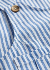 Blue dresses,Striped dresses,Geometric dresses,Vacation dresses,Vacation dresses,ROTITA Blue Striped Patch Pocket Short Scoop Neck Sleeveless Dress