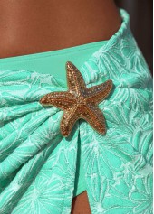 Cyan swimwear,Plain Color swimwear,ROTITA Cyan Three-piece Mid Waisted Bikini Set