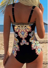 Multi Color swimwear,Tribal swimwear,ROTITA Multi Color Tummy Control Tribal Print One Piece Swimwear