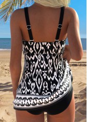 Black swimwear,Tribal swimwear,ROTITA Black Tribal Print Tankini Set