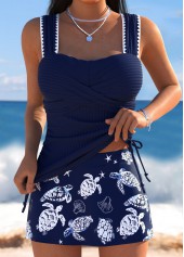Ensemble tankini Rotita à imprimé marine couvrant le ventre