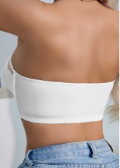 White intimates,White Color Stretch Detail Bandeau Bra