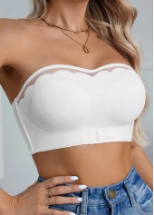 White intimates,White Color Stretch Detail Bandeau Bra