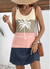 ROTITA Multi Color Geometric Print Tummy Coverage Short Strappy Dress