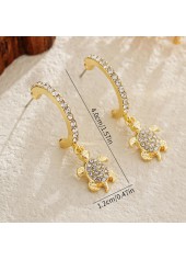 Golden jewelry,Turtle Rhinestone Detail Golden Alloy Earrings