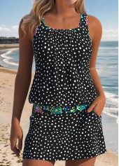 ensemble tankini deux pièces à pois noirs Rotita taille mi-haute