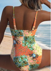 Coral swimwear,Tribal swimwear,ROTITA Coral Bowknot Tribal Print One Piece Swimwear