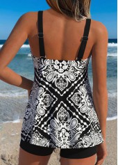 ROTITA Black Two-piece Tribal Print Tankini Top-No Bottom