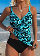 ROTITA Black Tummy Coverage Floral Print Tankini Top-No Bottom