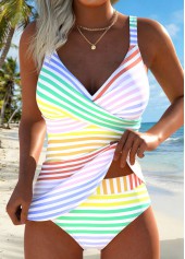 Mehrfarbiges Rotita-Tankini-Set mit mittlerer Taille