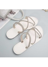 Silvery White shoes,Plain Color shoes,Silvery White Falt Round Toe Sandals