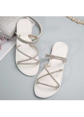 Silvery White shoes,Plain Color shoes,Silvery White Falt Round Toe Sandals