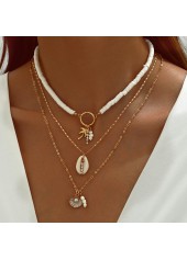 ensemble collier en alliage coquillage arbre doré